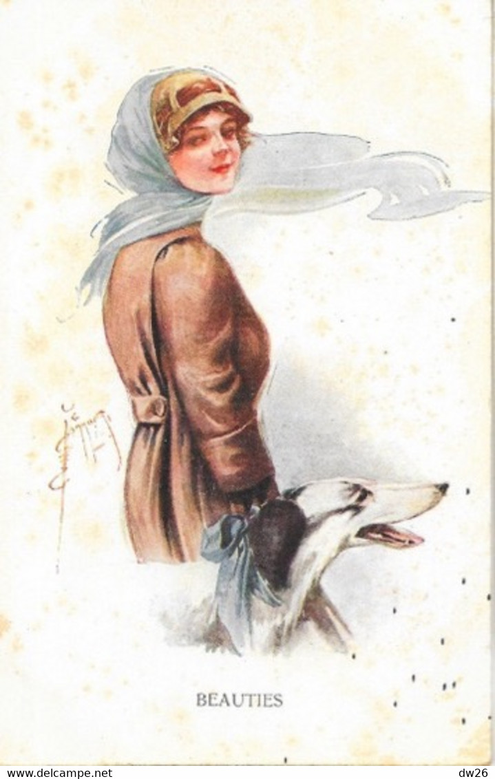 Illustration Barber Court -  Beauties (Beautés) Femme Avec Son Chien (Lévrier) - Series N° 2024/2 - Barber, Court