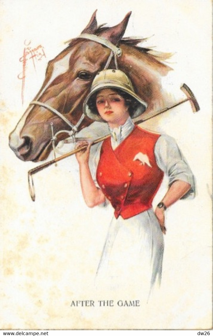 Illustration Barber Court - After The Game - Femme Cavalière Avec Son Cheval, Joueuse De Polo - Series N° 2023/3 - Barber, Court