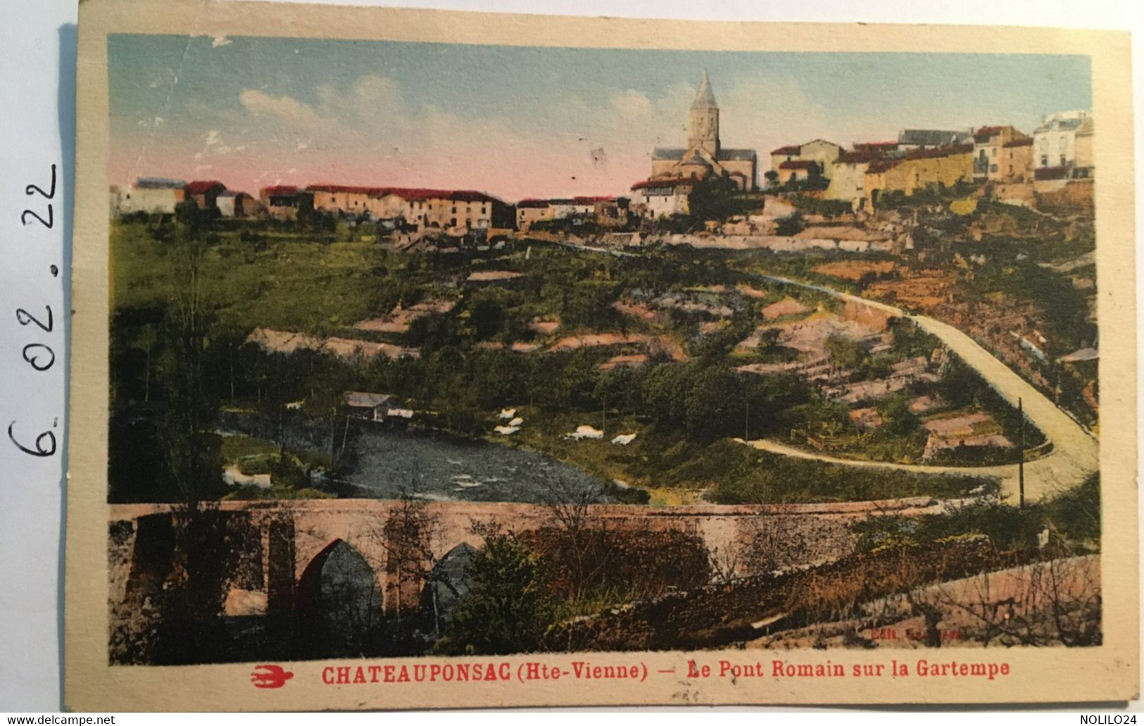 Cpa, 87 - CHATEAUPONSAC, Le Pont Romain Sur La Gartempe, écrite En 1918? 2 Timbres, éd Hirondelle - Chateauponsac