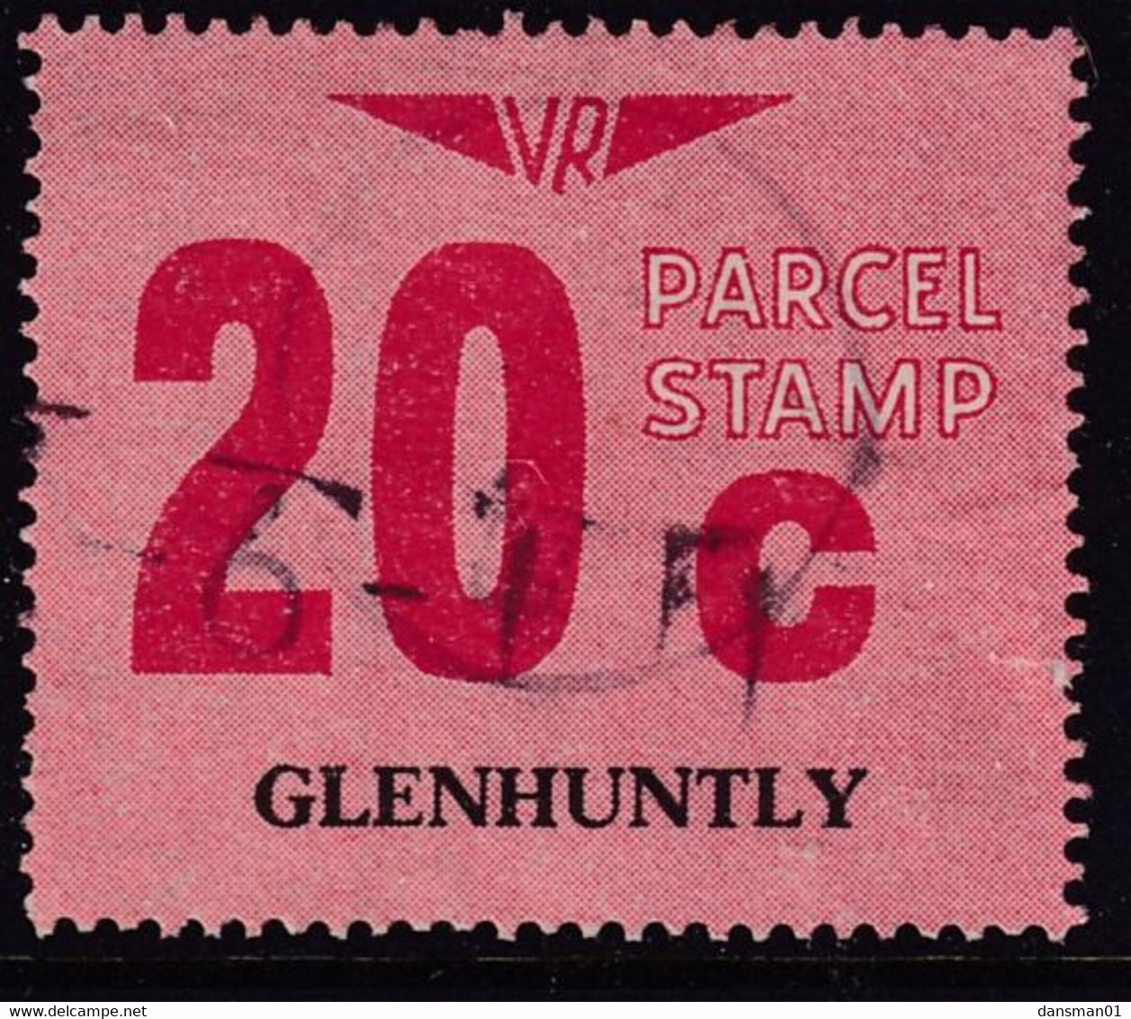 Victoria 1966 Railway Parcel Stamp 20c GLENHUNTLY Used - Variedades Y Curiosidades