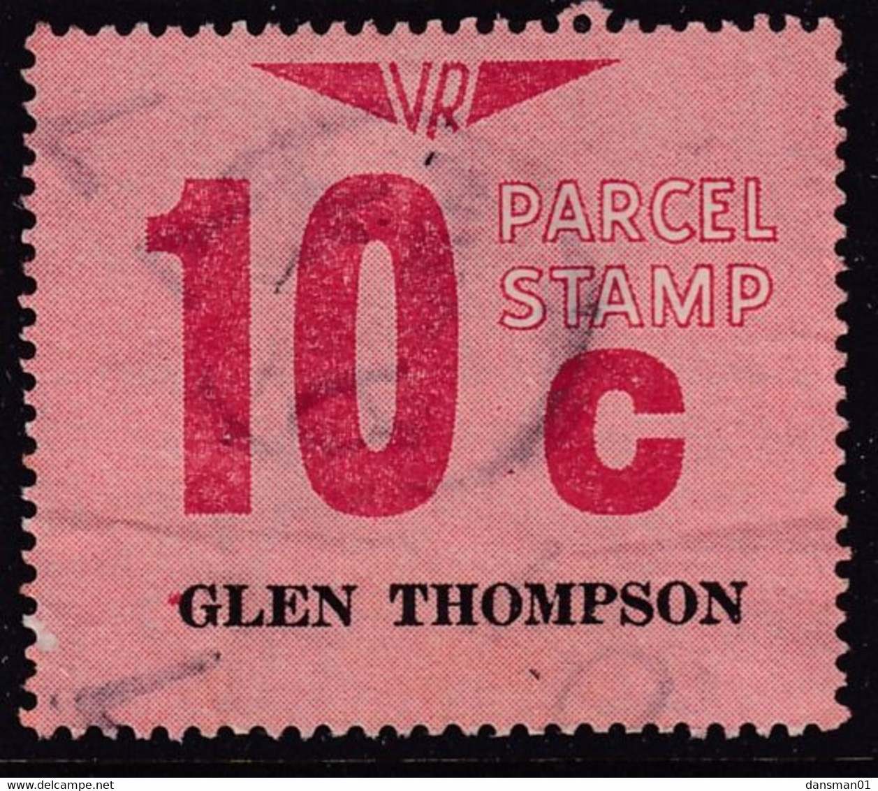 Victoria 1966 Railway Parcel Stamp 10c GLEN THOMPSON Used - Variétés Et Curiosités