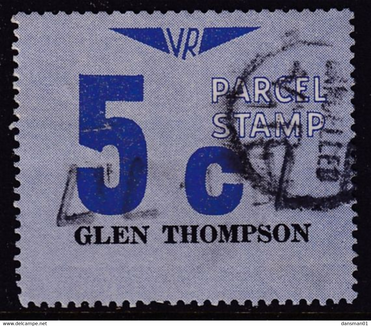 Victoria 1966 Railway Parcel Stamp 5c GLEN THOMPSON Used - Errors, Freaks & Oddities (EFO)