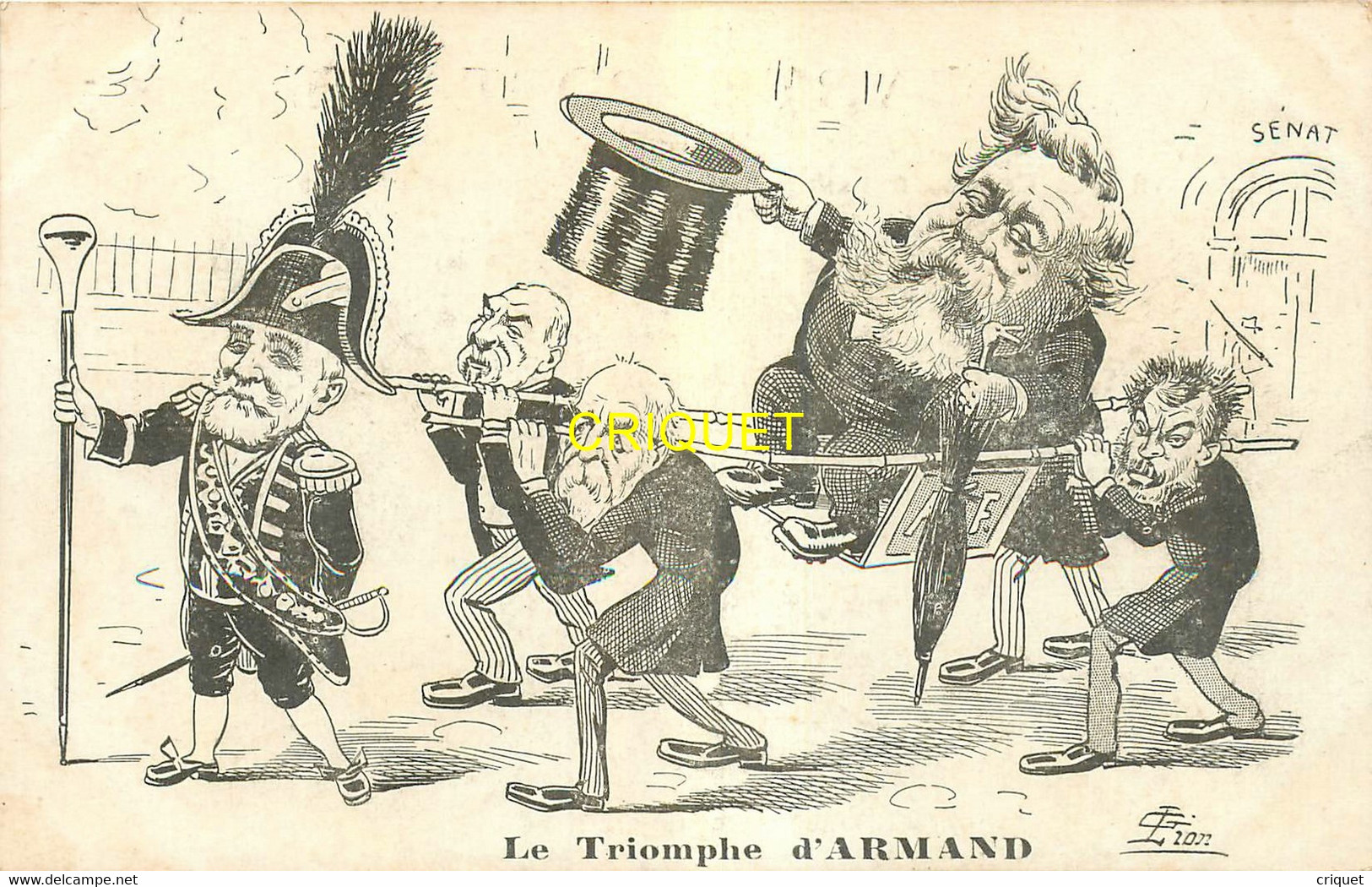 Illustrateur Lion, Politique Satirique, Le Triomphe D'Armand, Fallières Dans Une Chaise à Porteurs - Lion