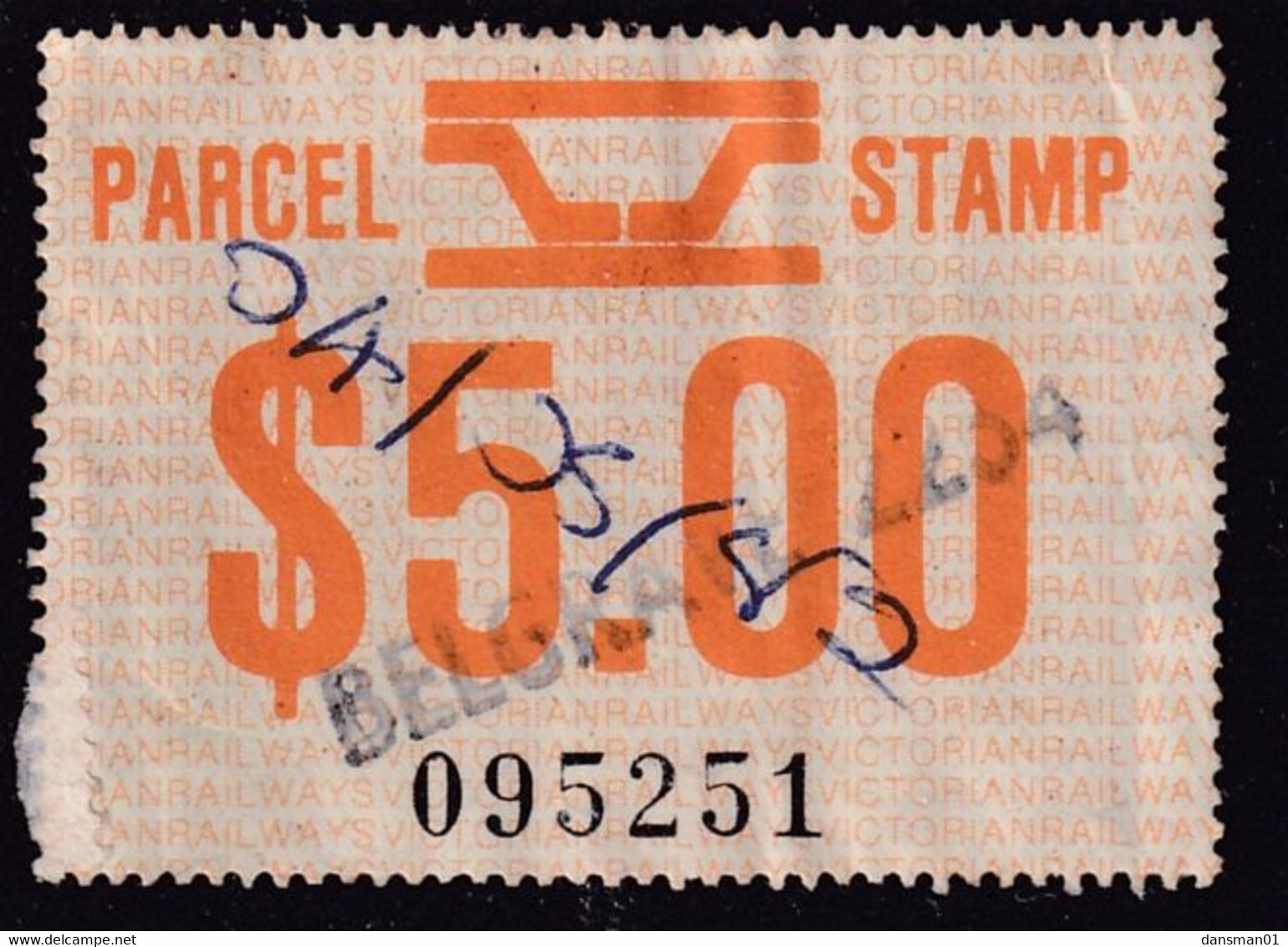 Victoria 1981 Railway Parcel Stamp $5 Used - Variedades Y Curiosidades