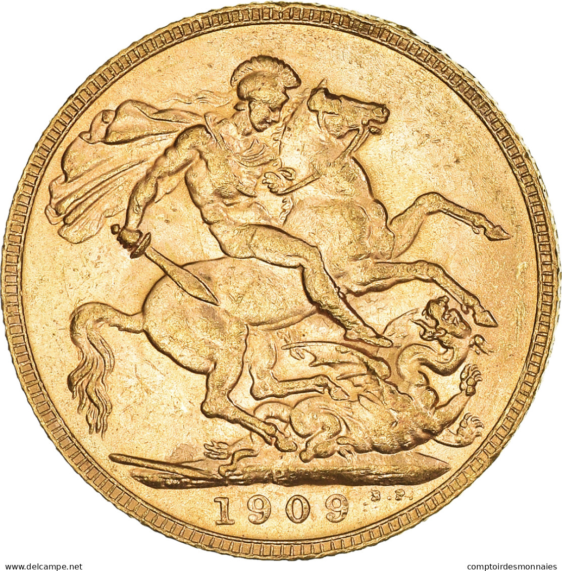 Monnaie, Grande-Bretagne, Edward VII, Sovereign, 1909, Londres, Souverain, TTB+ - 1 Sovereign