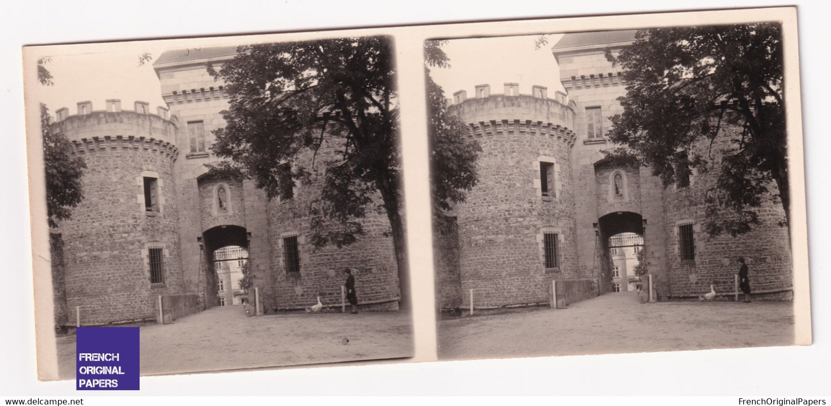 Chateau De Busset - Allier 1940s Photo Stéréoscopique 12,8x5,8cm Pont-Levis Famille Bourbon-Busset A70-57 - Stereoscopic