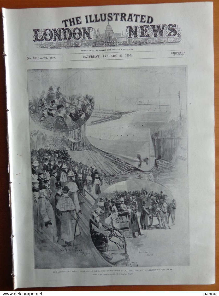 THE ILLUSTRATED LONDON NEWS 3118, JANUARY 21, 1899. ZOO. LAUNCH SHIP OCEANIC AT BELFAST. CALCUTTA RACES. BOMBAY - Altri & Non Classificati