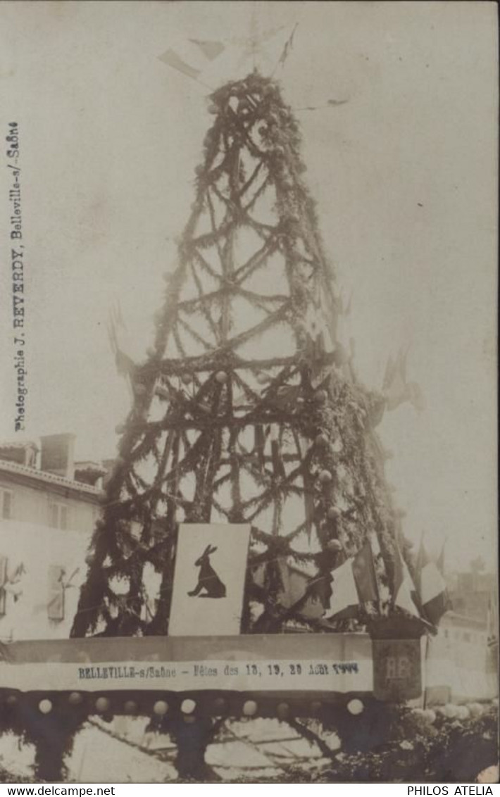 CPA CP Carte Photo Belleville Sur Saône (Rhône) Phot J Reverdy Fêtes Des 18 19 20 08 1905 ?? Société Lumière Lyon - Belleville Sur Saone