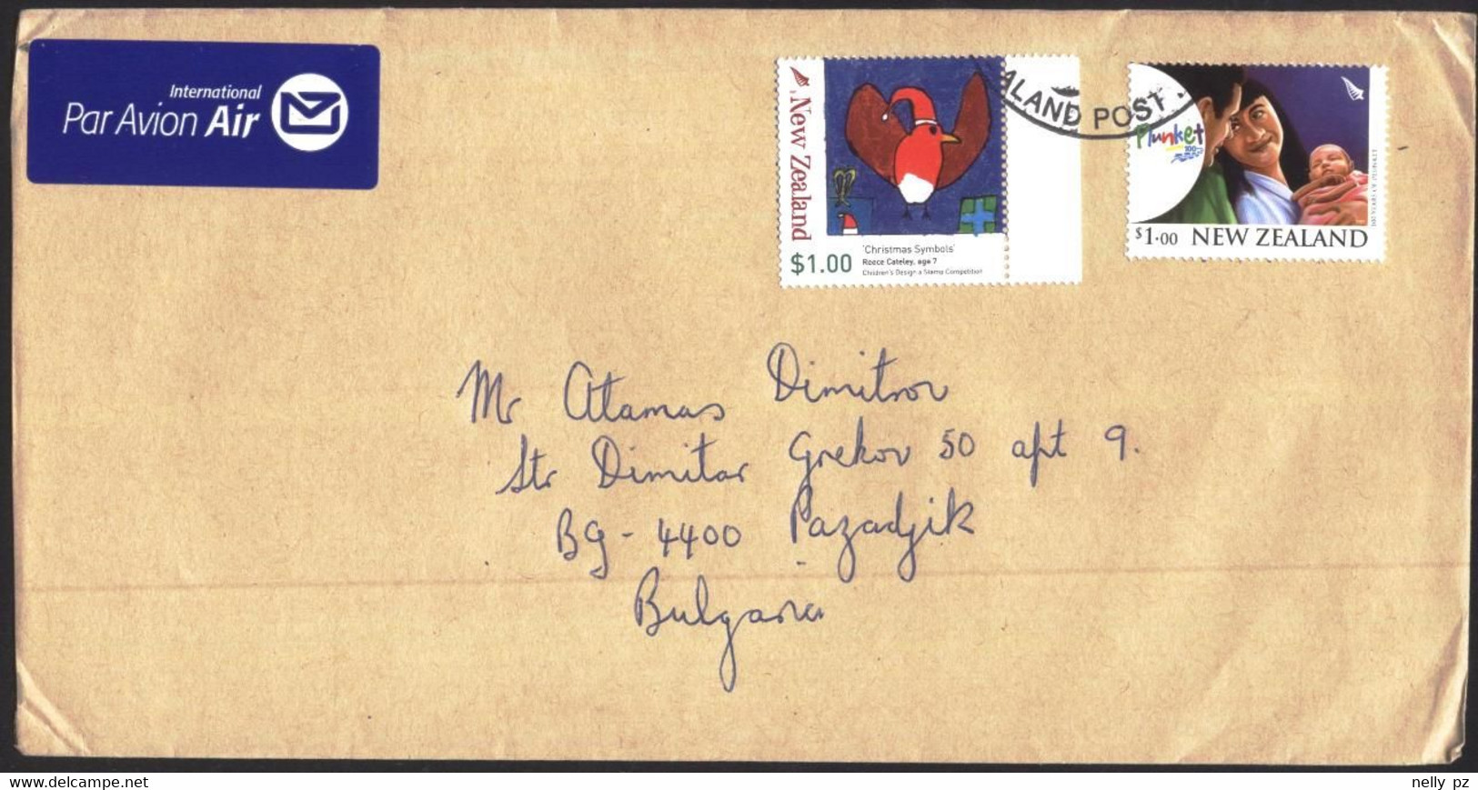Mailed Cover With Stamps  Christmas Symvols 2007, Plunket From New Zealand - Brieven En Documenten