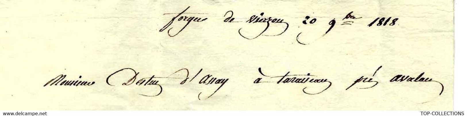 1818   Aubertot Forges De Vierzon Achat De Bois =>  DESTUTT D'ESTUTT D ASSAY NOBLESSE ECOSSAISE Morvan Tharoiseau Yonne - Altri & Non Classificati