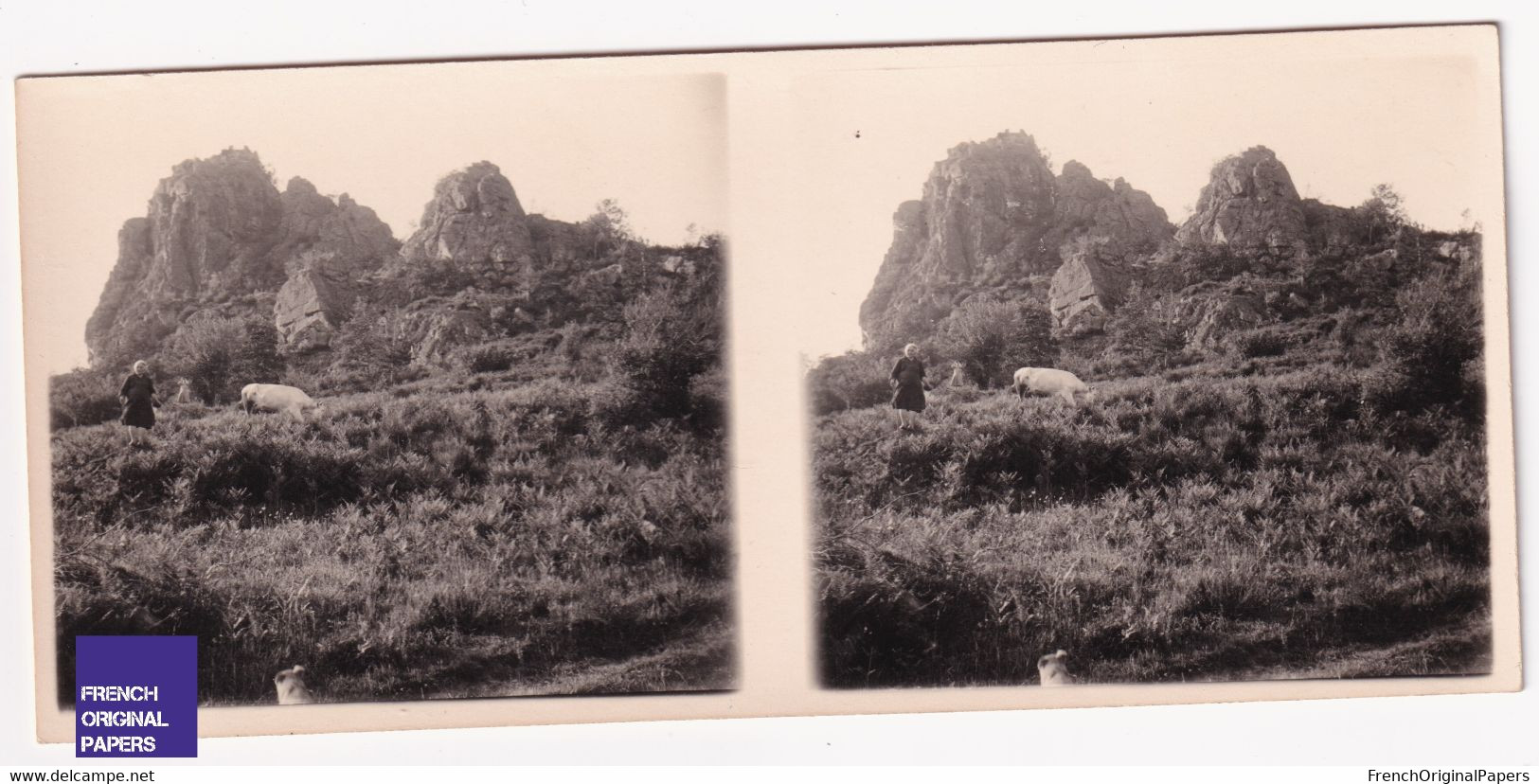 Roc Saint Vincent / Allier 1940s Photo Stéréoscopique 12,8x5,8cm Table D'Orientation Ruines Rocher Lavoine Sichon A70-66 - Photos Stéréoscopiques