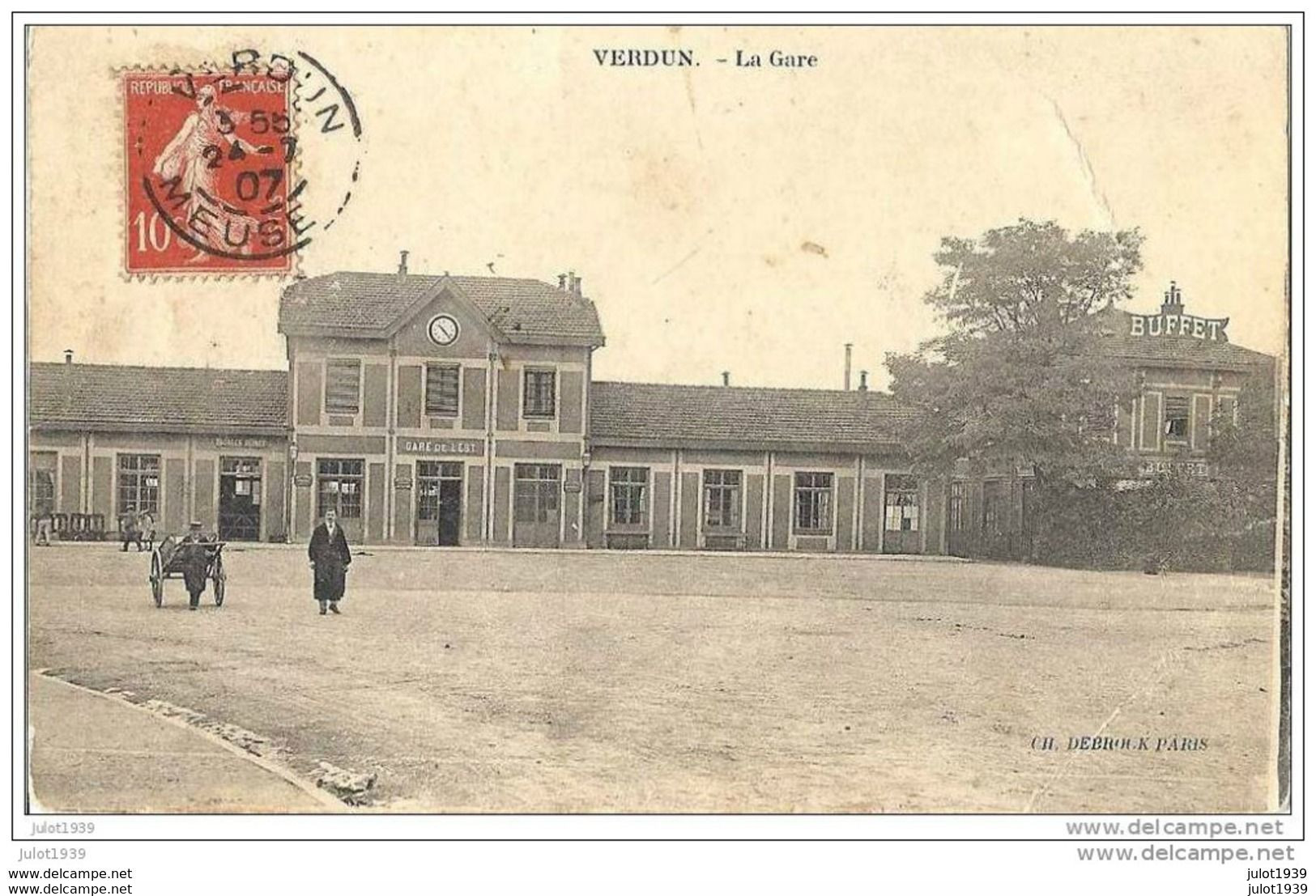 VERDUN ..-- GARE . 55 . MEUSE ..-- 1907 Vers POURU SAINT REMY ( Scierie ARNOULD ) . Voir Verso . - Verdun