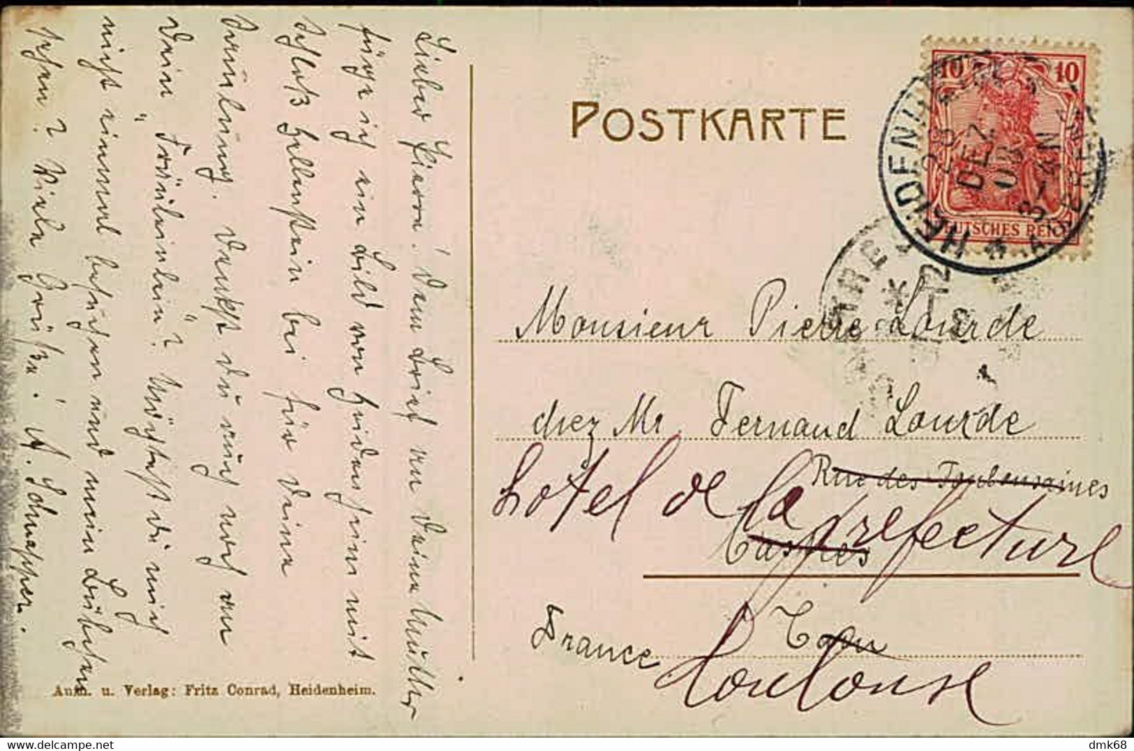 AK GERMANY - HEIDENHEIM AN DER BRENZ -VERLAG FRITZ CONRAD - MAILED 1908 (12717) - Heidenheim