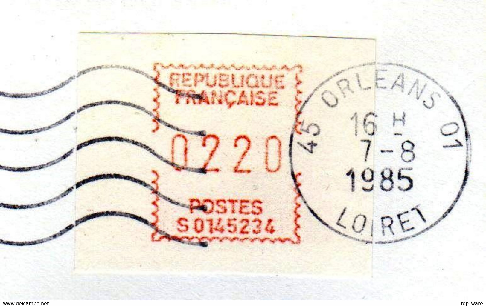 Frankreich France ATM 7.2 X  2,20 F On Letter Orleans 7.8.1985 To Germany / Distributeurs Automatenmarken Etiquetas - 1969 Montgeron – Papel Blanco – Frama/Satas