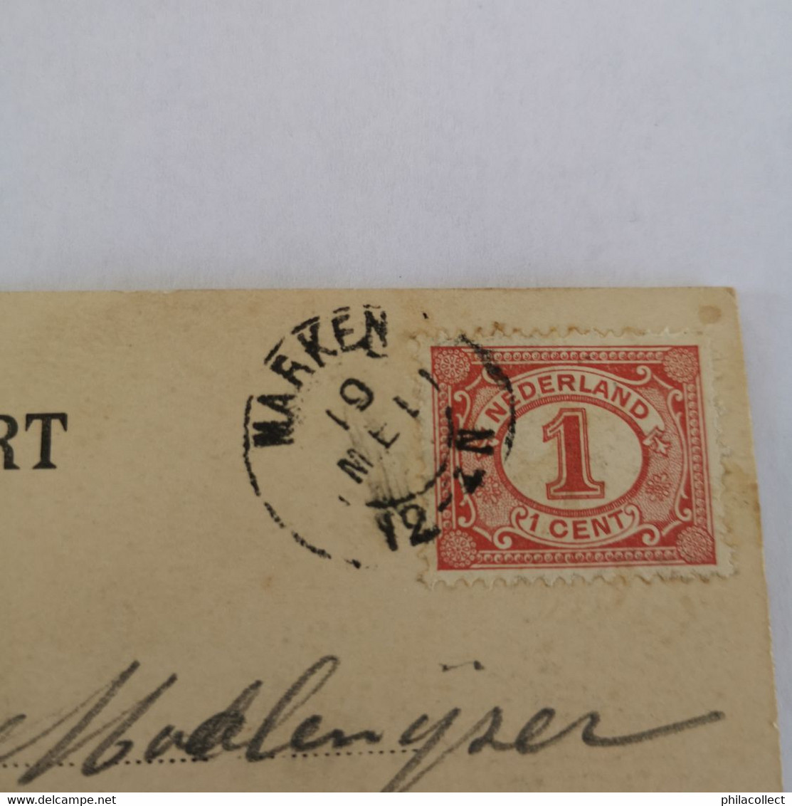 NL Klein Rond Stempel Marken Op Ansichtkaart 190? - Poststempels/ Marcofilie