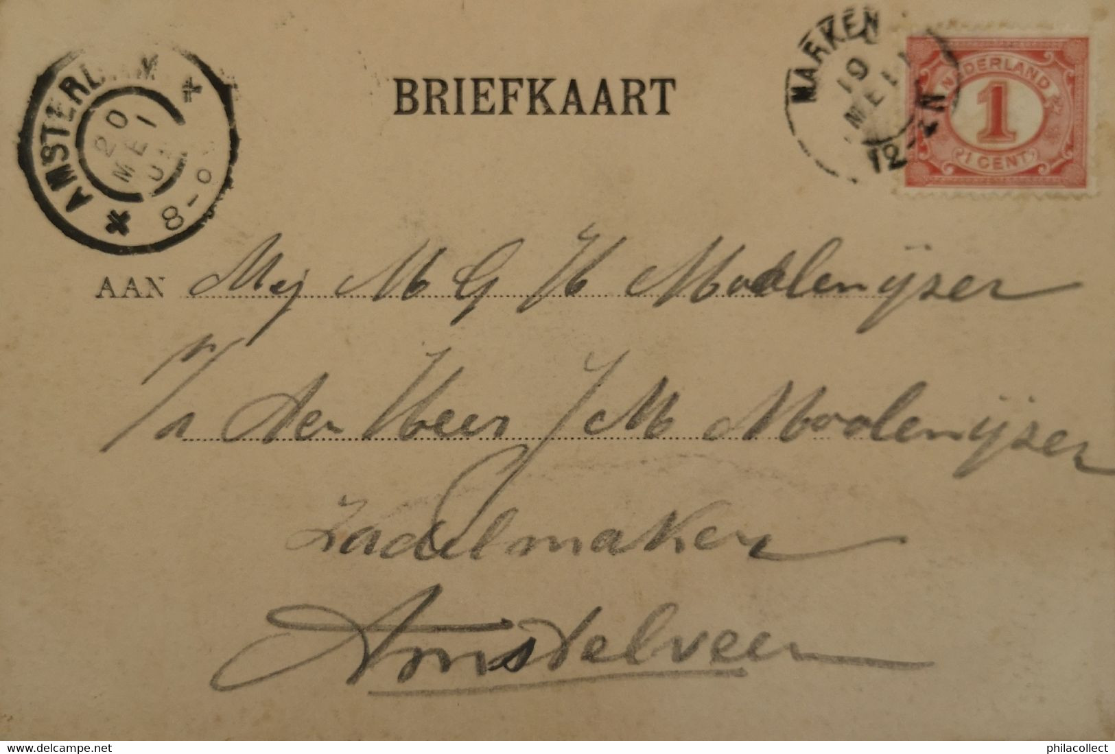 NL Klein Rond Stempel Marken Op Ansichtkaart 190? - Marcophilie