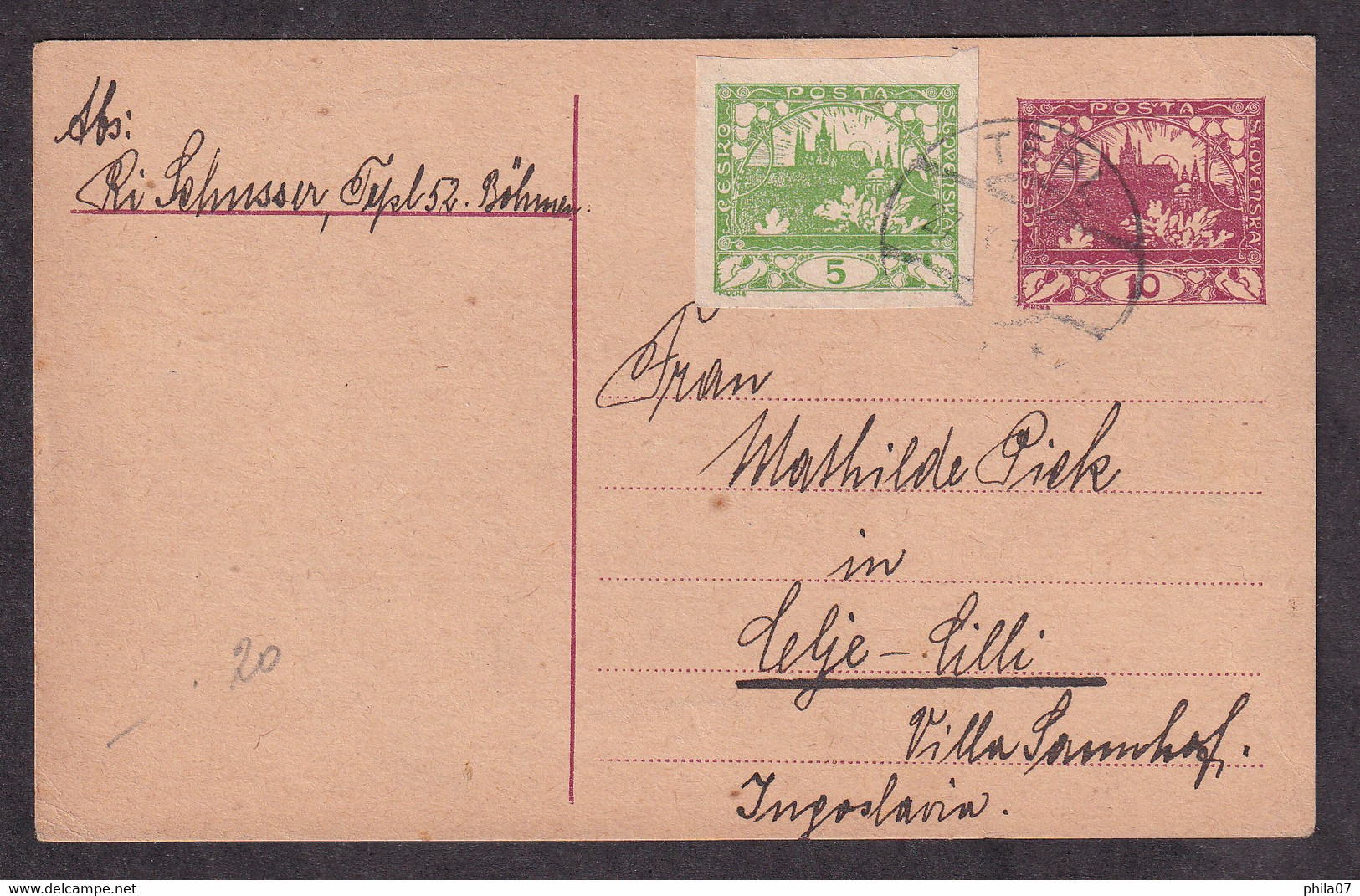 SLOVAKIA - Additionally Franked Stationery Sent To Celje-Cilli 1919 / 2 Scans - Andere & Zonder Classificatie