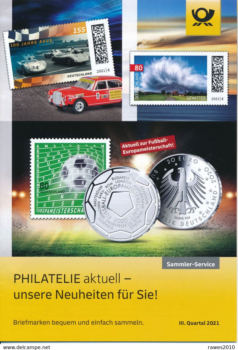 Heft: Weiden DP AG Philatelie Aktuell III. Quartal 2021 Fussball - Europameisterschaft AVUS Rennauto Traktor - Alemán (hasta 1940)