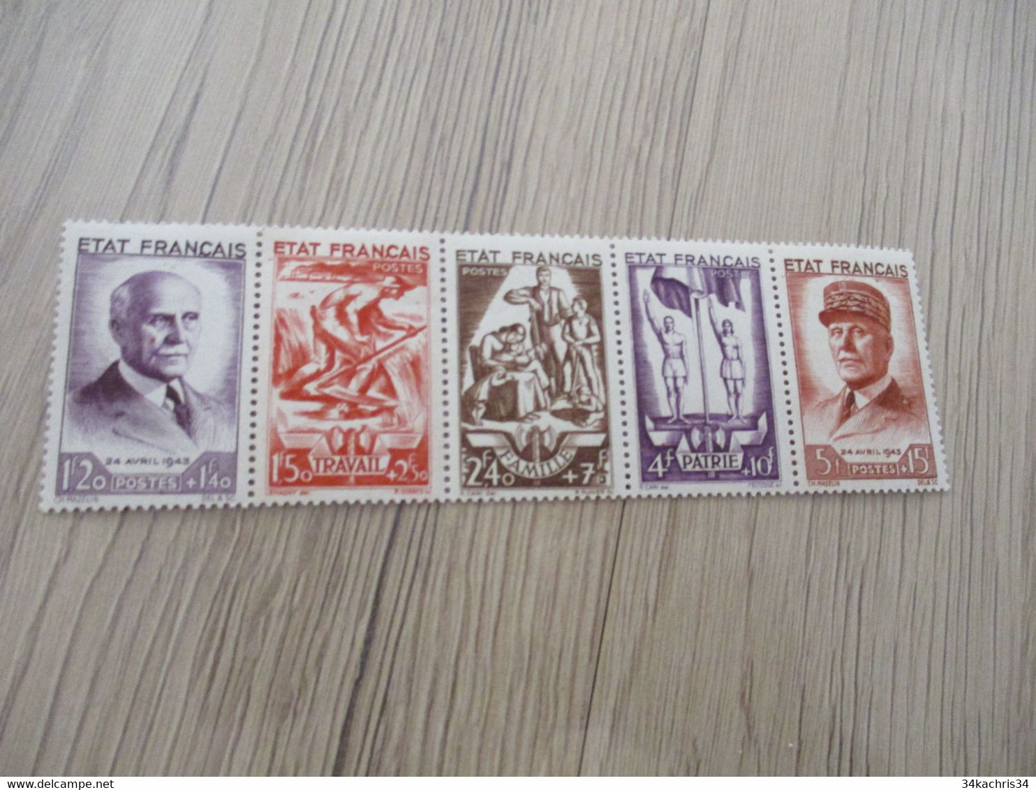 France Sans Charnière Bande Pétain 580A - Unused Stamps