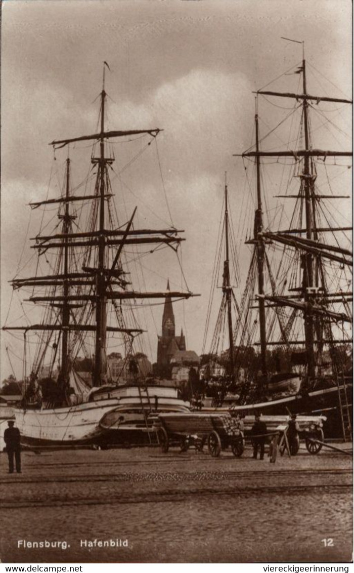 ! 1929 Foto Ansichtskarte Aus Flensburg, Segelschiffe, Hafen, Harbour - Commerce