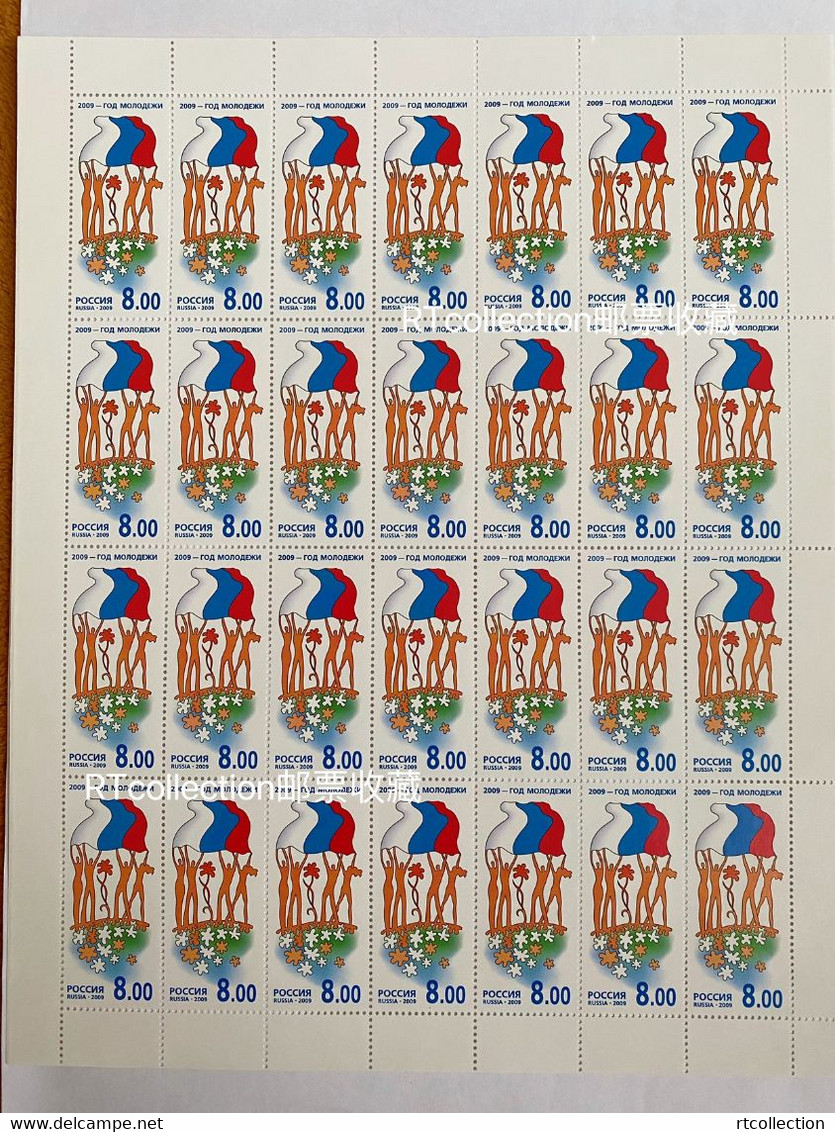 Russia 2009 Sheet The Year Of Youth Russian Flag Celebrations Childhood Flags Flowers Flora Stamps MNH Mi 1557 SC 7148 - Fogli Completi