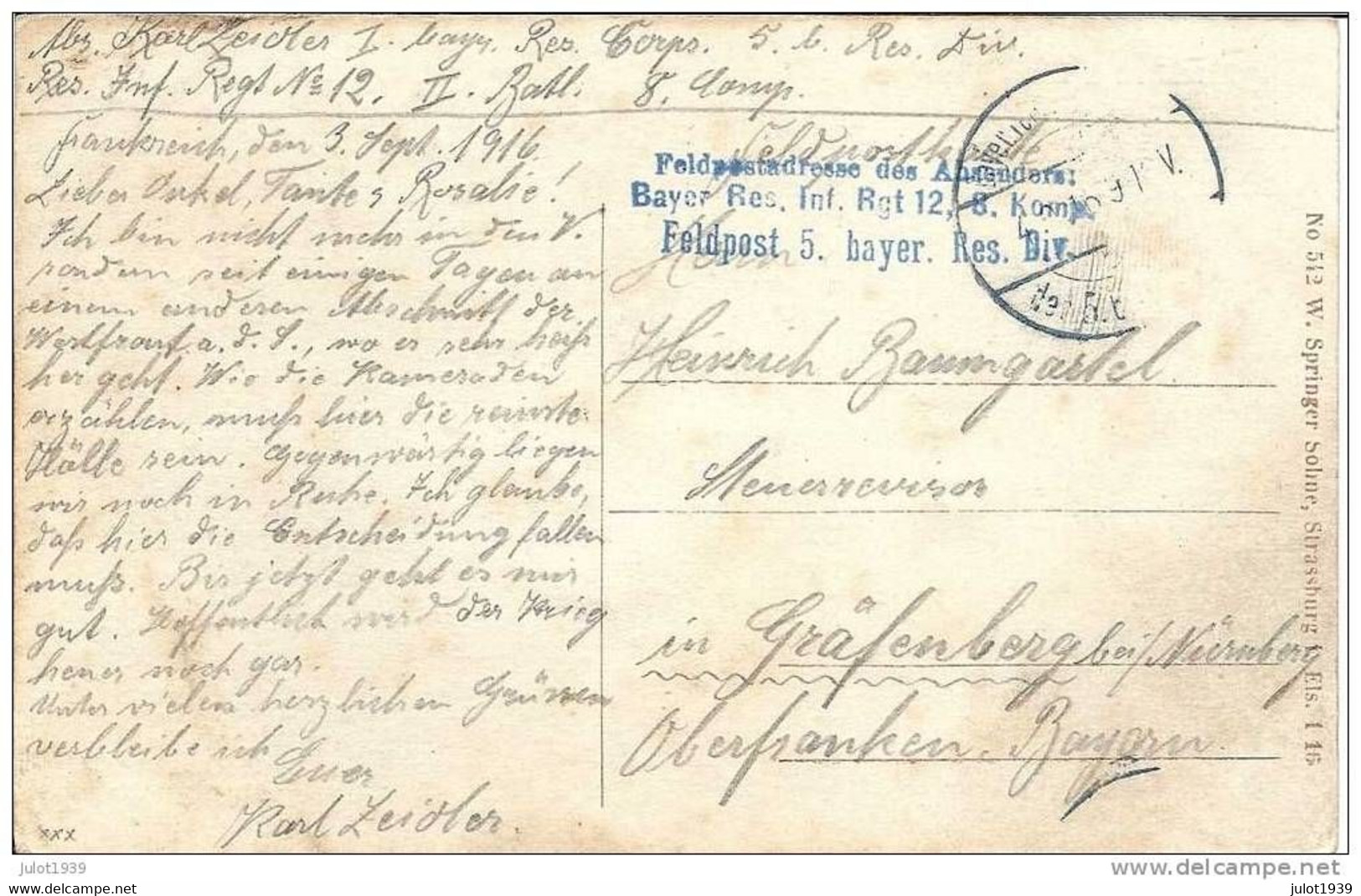 MARKIRCH I. ELS ..-- 68 . HAUT - RHIN ..-- 1916 . Feldpost . Voir Verso . - Trois-Epis