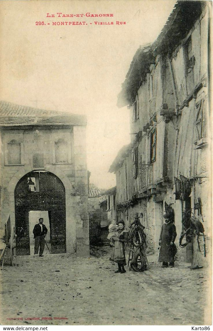 Montpezat De Quercy * Une Vieille Rue Et Villageois * Bourrellerie Sellerie - Montpezat De Quercy