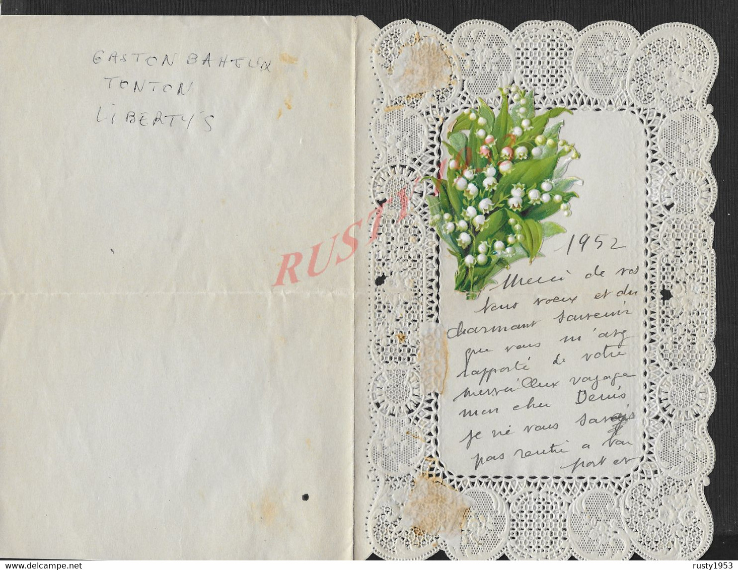 LETTRE TYPE CANIVET DECOUPI FLEURS MUGUET DE 1952 LIRE PARLE DE SAINT GERMAIN EN LAYE : - Flowers