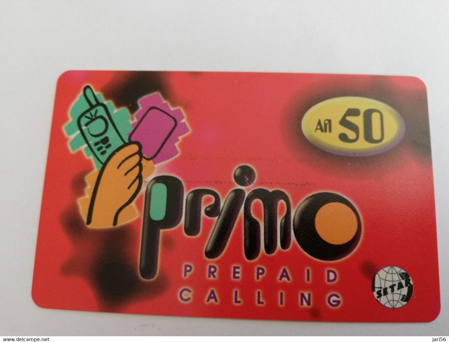 ARUBA PREPAID CARD SETAR/GSM PRIMO AFL 50,-     Fine Used Card  **9172** - Aruba