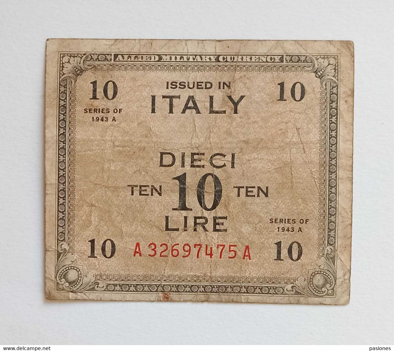 Allied Military Currency Occupazione Americana 10 Lire 1943, Circolata - 2. WK - Alliierte Besatzung