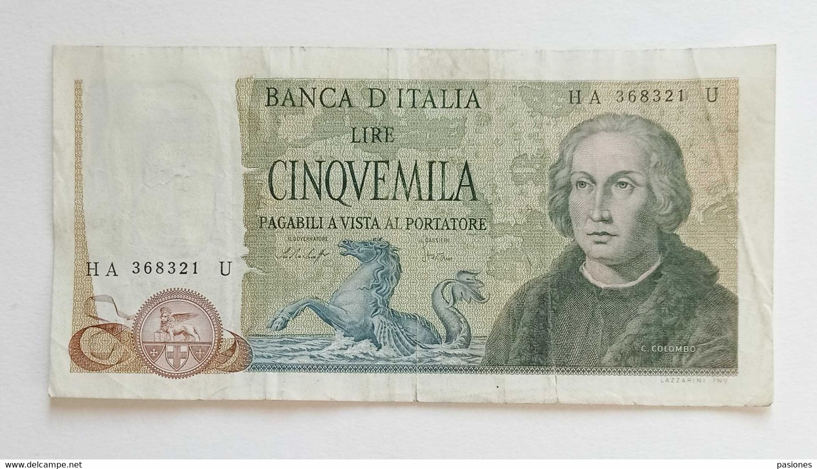 Banca D'Italia L.5000 Colombo Tre Caravelle D.M.10/11/1977 R2, Circolata - 5000 Lire