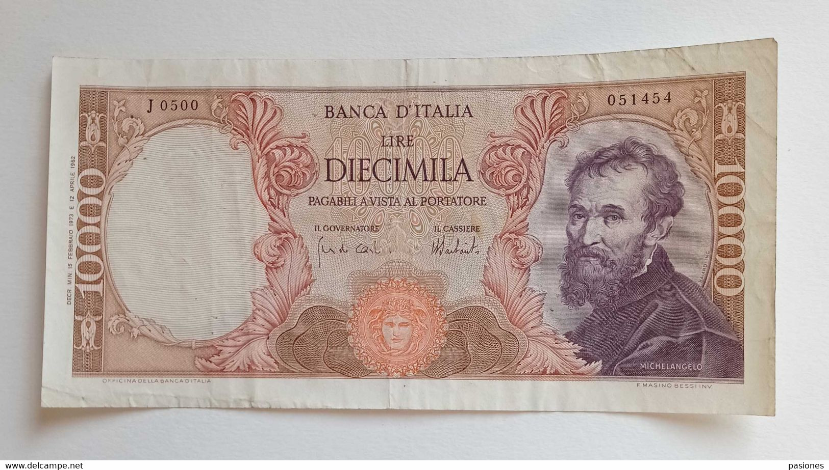 Banca D'Italia L.10000 Michelangelo D.M.15/02/1973, Circolata - 10.000 Lire
