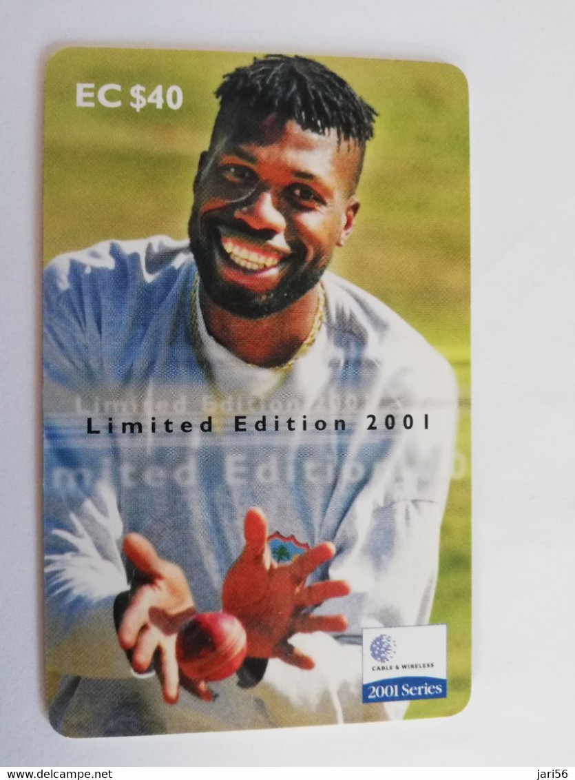 ANTIGUA  $40,- CHIPCARD  CURTLEY AMBROSE  LIMITED EDITION 2001/  QRICKET    Fine Used Card  ** 9179 ** - Antigua En Barbuda