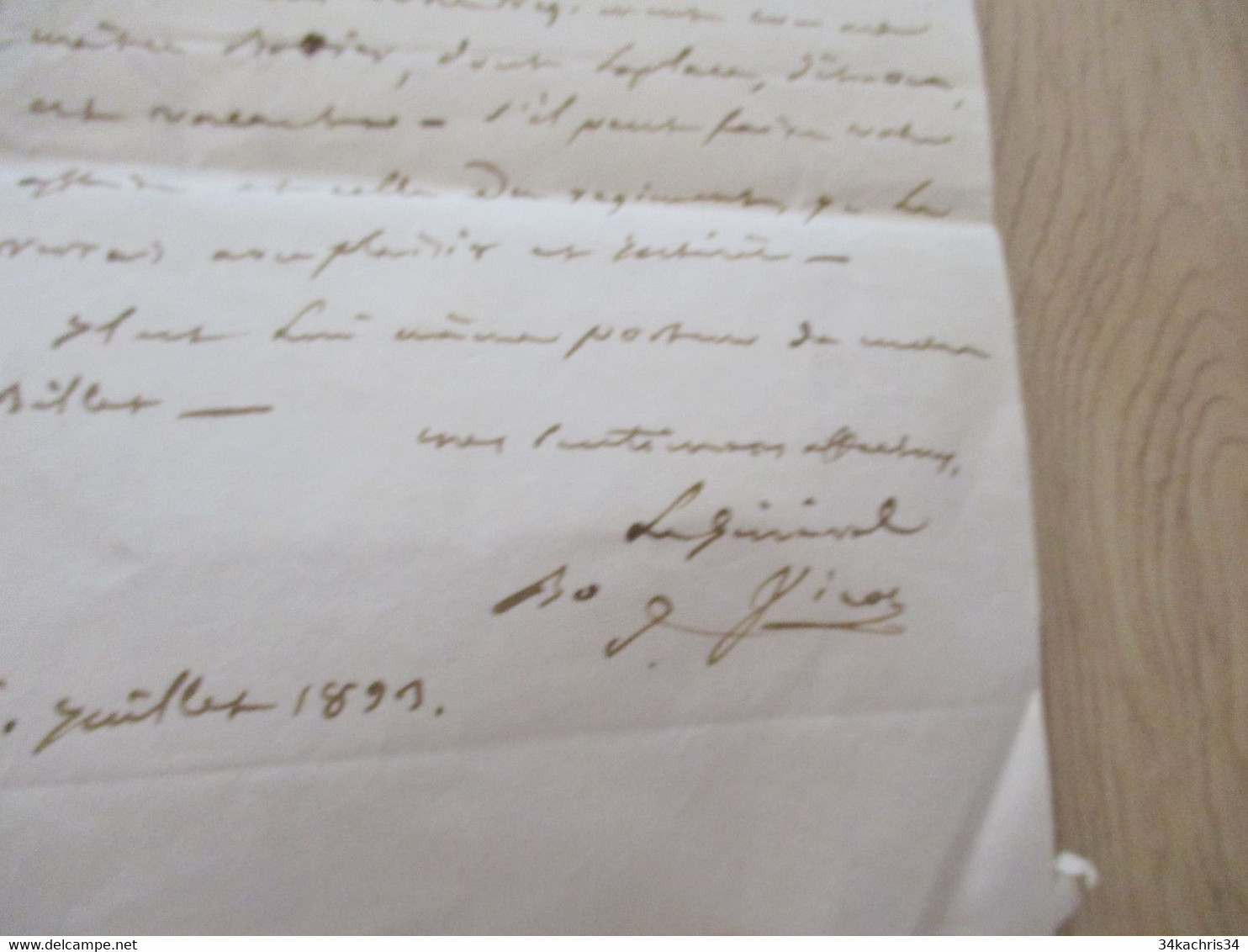 LS Autographe Signée Au Colonel Vielbans 1893 Général Vinot ?  Ou Autre - Sonstige & Ohne Zuordnung