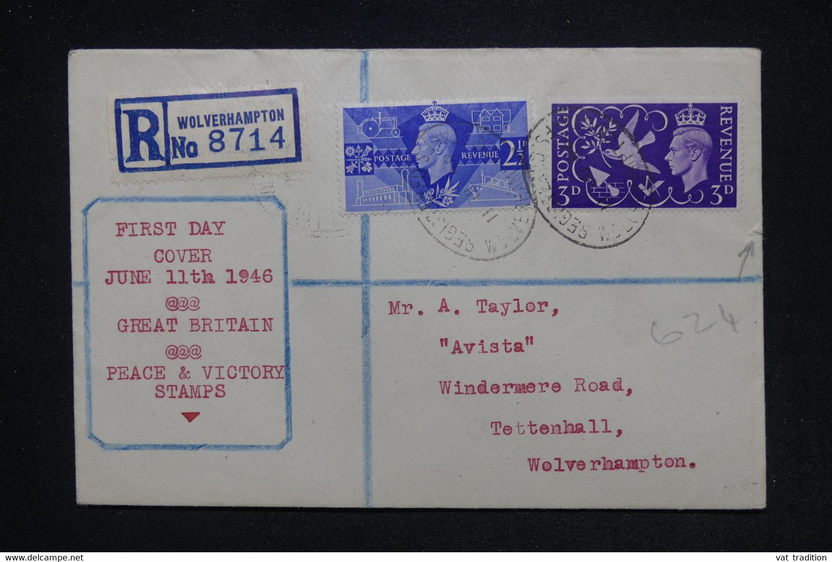 ROYAUME UNI - Enveloppe FDC En Recommandé En 1946 De Wolverhampton En Local - L 118696 - ....-1951 Pre Elizabeth II