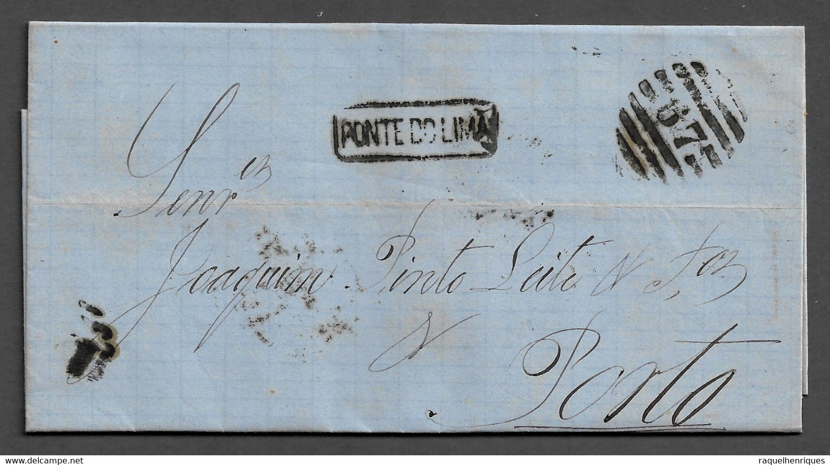 PORTUGAL COVER - CARIMBO PONTE DE LIMA 67 - PORTO 1873 - SELO D.LUIS 25 R. (STB16) - ...-1853 Prefilatelia