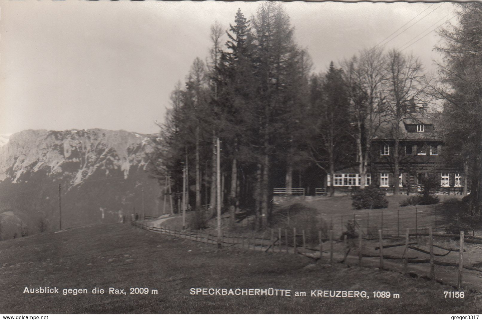 A9887) Ausblick Gegen Die RAX - SPECKBACHERHÜTTE Am KREUZBERG Mit Straße ALT - Raxgebiet