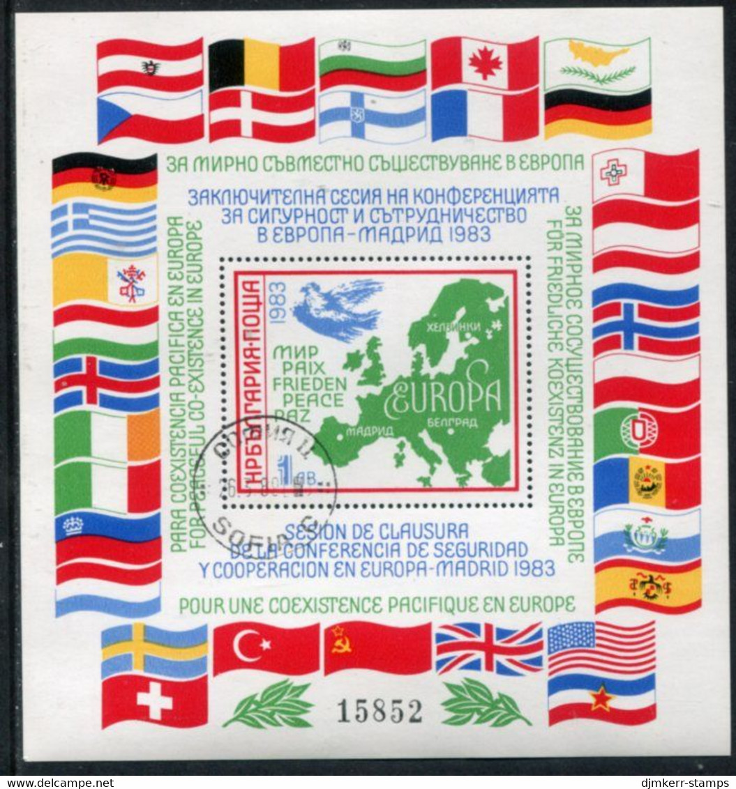 BULGARIA 1983  European Security Conference Block Used.  Michel Block 137 - Used Stamps