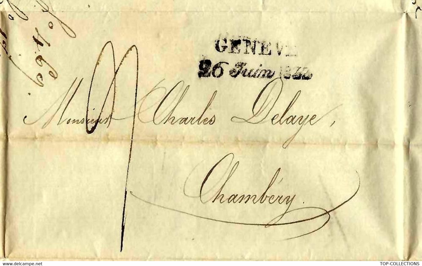 1833 LETTRE GAUSSEN & BOISSONNAS à Genève NEGOCE FINANCE Pour Ch.Delaye à Chambery Savoie - Suisse
