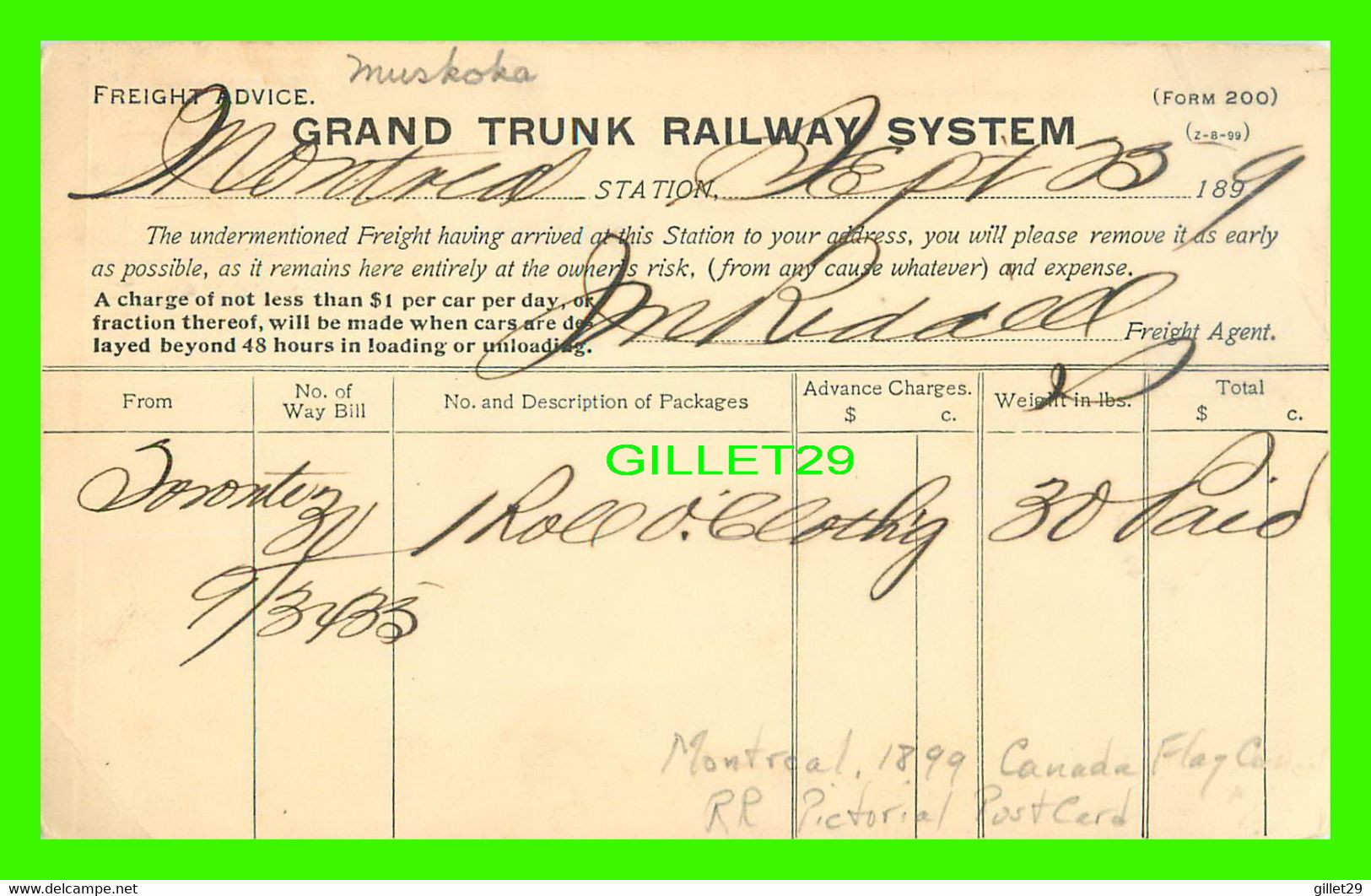 MUSKOKA, ONTARIO - RABBITT'S BAY, LAKE OF BAYS - GRAND TRUNK RAILWAY SYSTEM - TRAVEL IN 1899 - - Muskoka