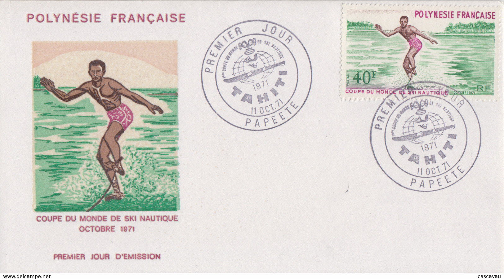 Enveloppe  FDC  1er Jour  POLYNESIE    Coupe  Du  Monde  De  SKI   NAUTIQUE    1971 - Waterski