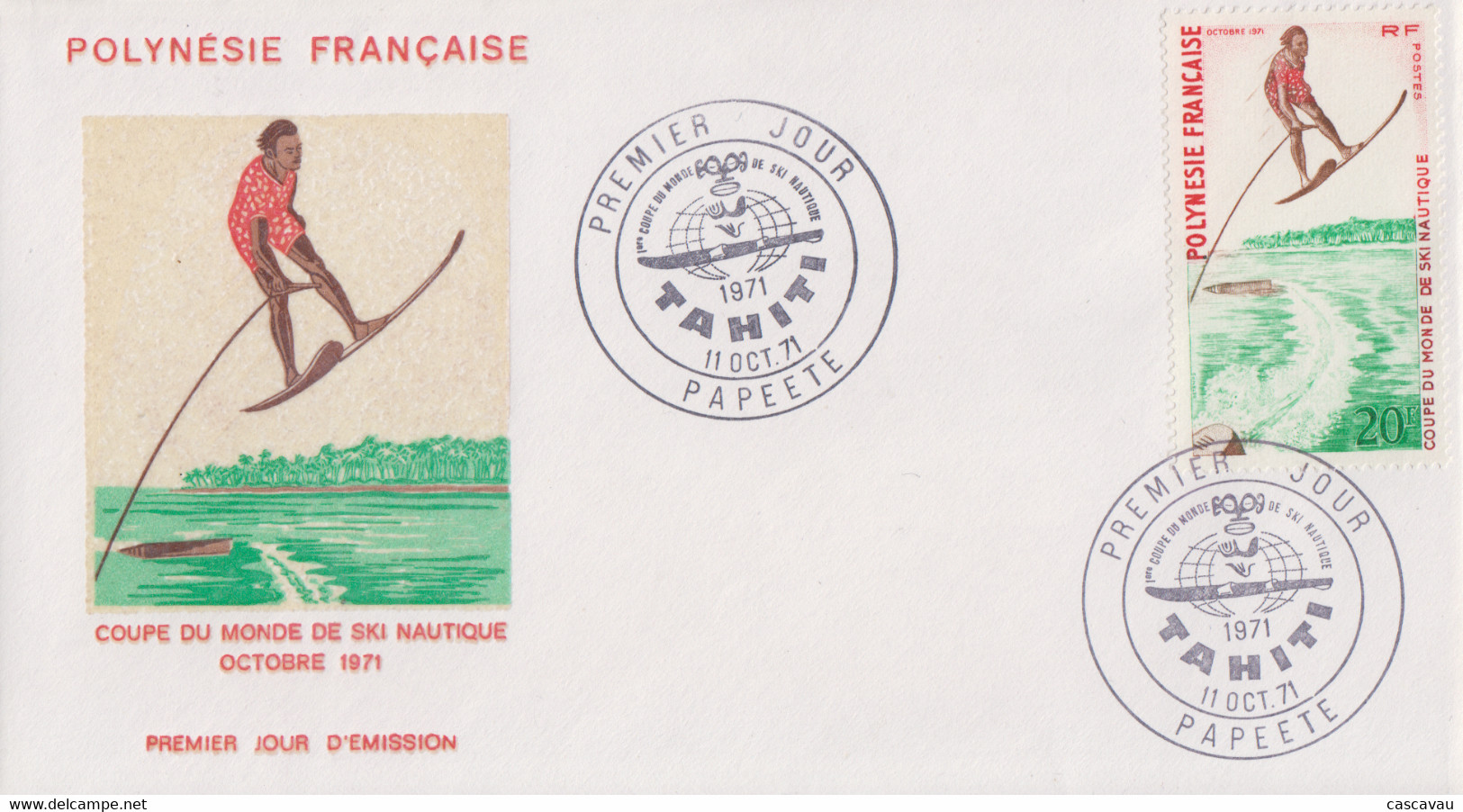 Enveloppe  FDC  1er Jour  POLYNESIE    Coupe  Du  Monde  De  SKI   NAUTIQUE    1971 - Waterski