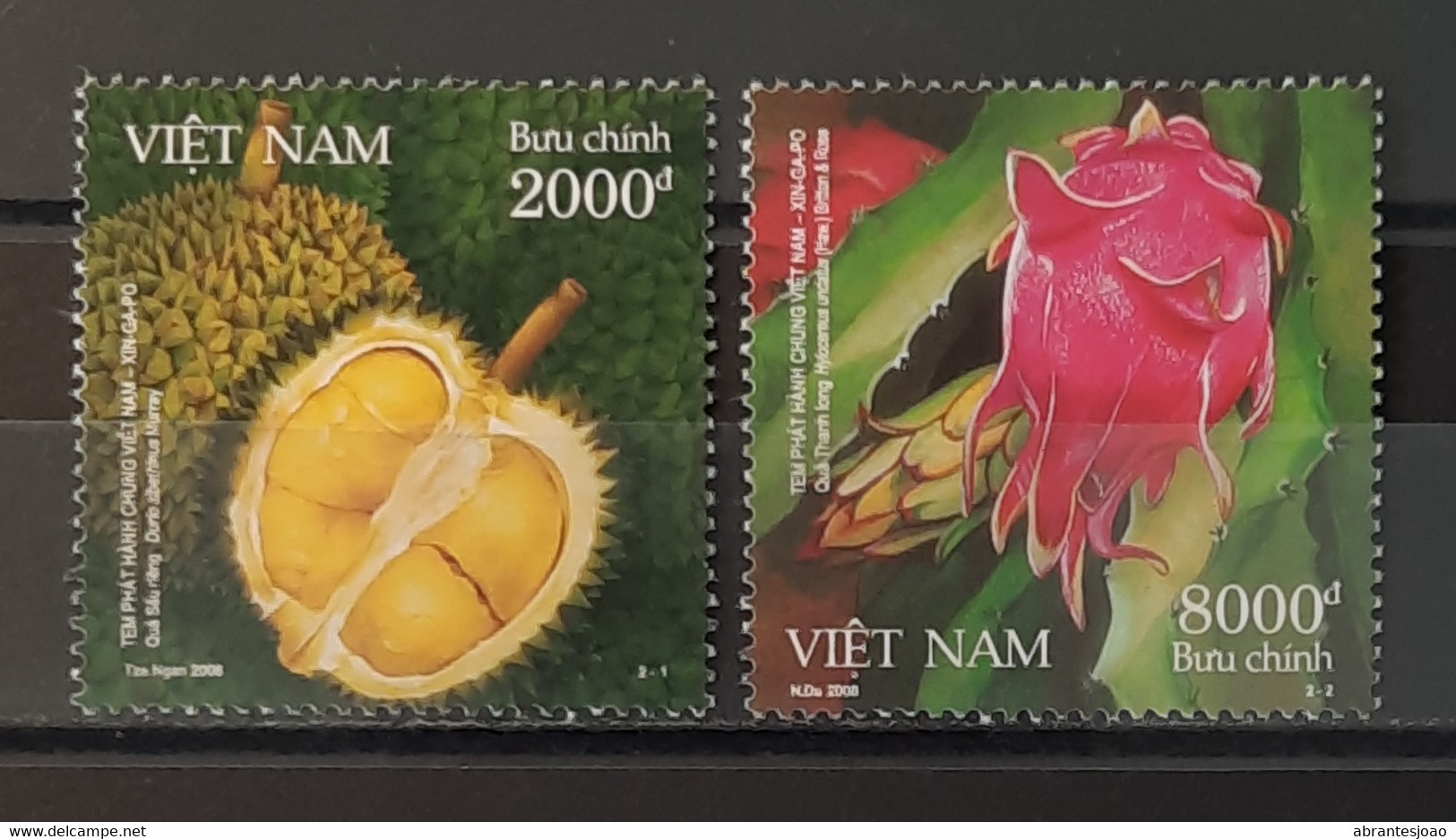 2008 - Vietnam - MNH - Fruits  - Complete Set Of 2 Stamps - Joint With Singapore - Vietnam