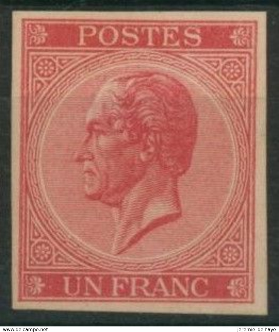 Essai - épreuve Des Planches (émission 1865, Londres) Sur Papier Blanc Lisse : 1F Rouge - Ensayos & Reimpresiones