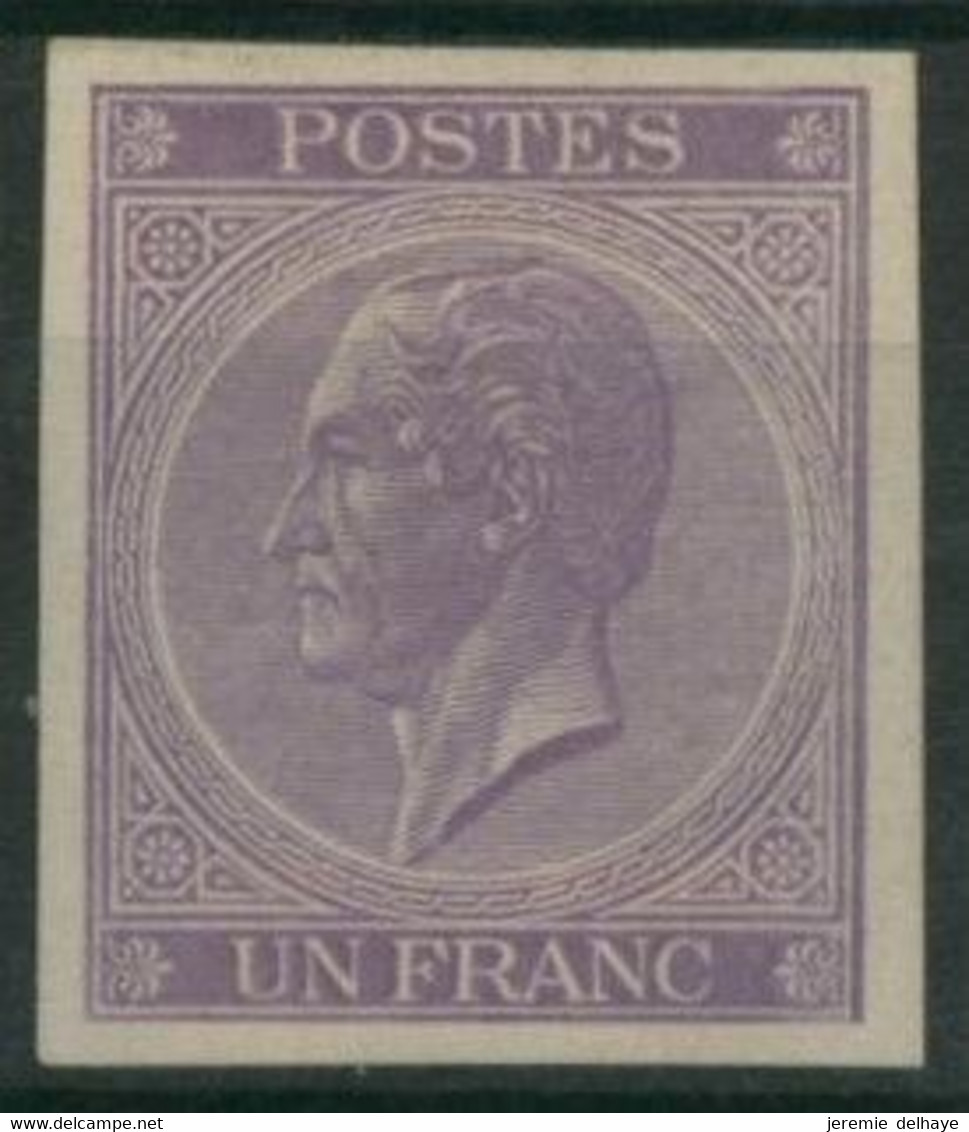 Essai - épreuve Des Planches (émission 1865, Londres) Sur Papier Blanc Lisse : 1F Violet - Probe- Und Nachdrucke