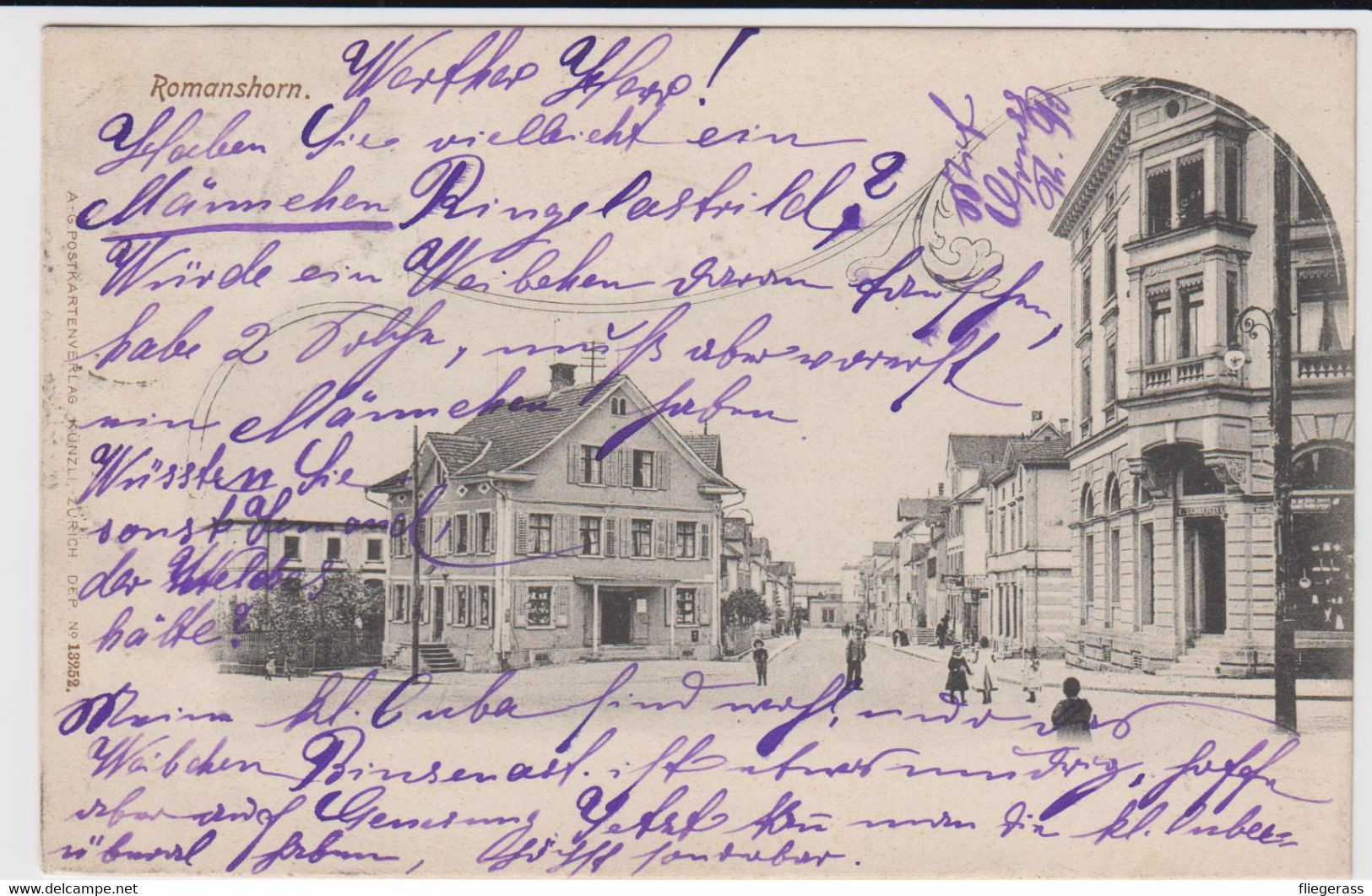 AK Romanshorn - Belebte Straße - Gel. 1903 - Romishorn, Bezirk Arbon, Thurgau - Arbon
