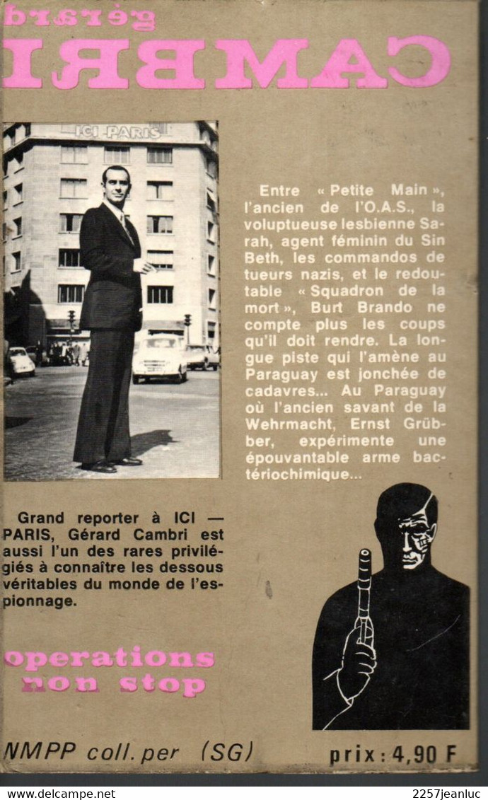 Roman * De Gérard Cambri La Colère De Burt Brando Opérations Non Stop  Editions NMPP De  1972 - Sonstige & Ohne Zuordnung
