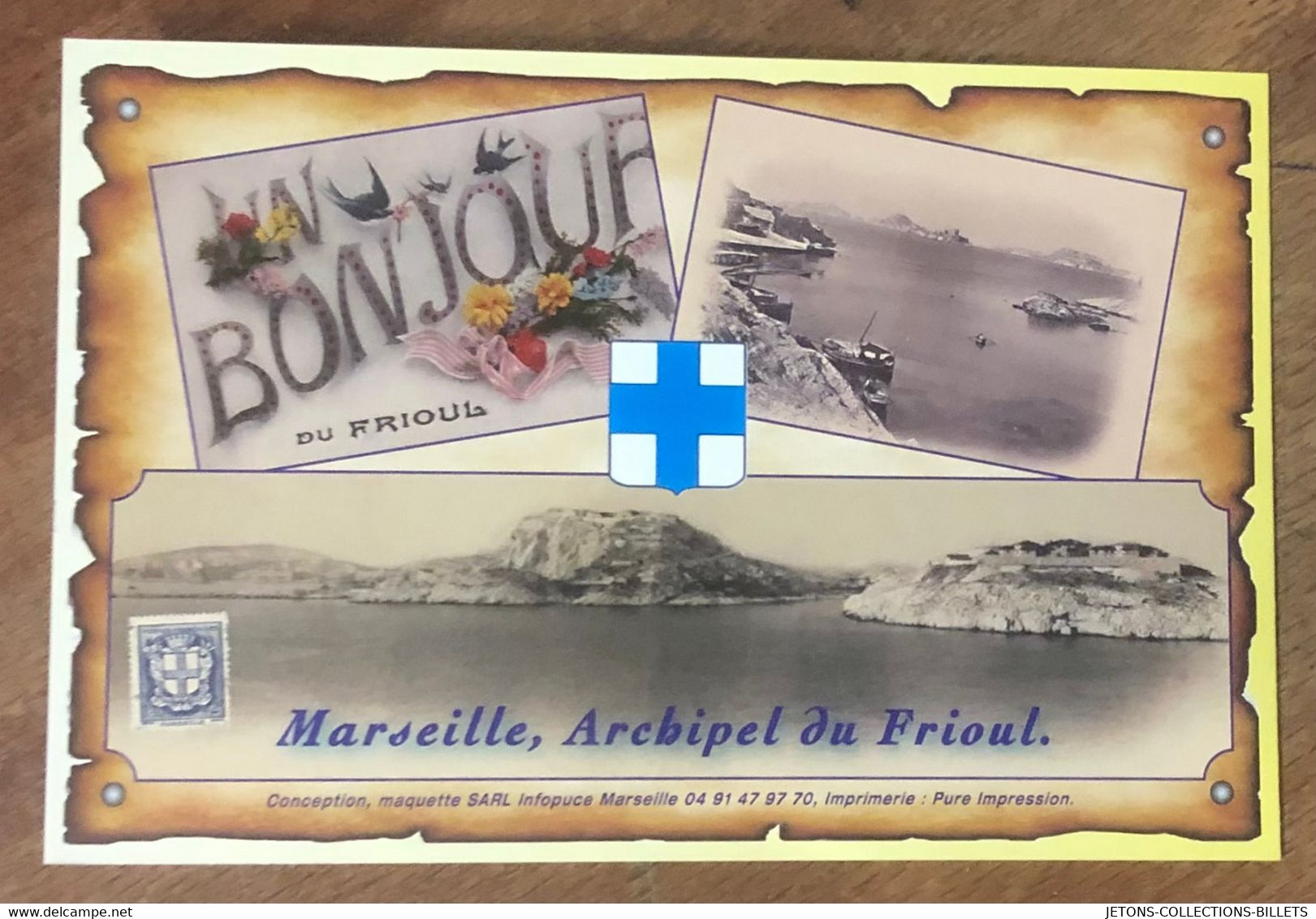 13 MARSEILLE ÎLE DU FRIOUL SANS LA MÉDAILLE EN COULEURS ENCART AB 2011 JETON MEDALS COINS TOKENS - 2011