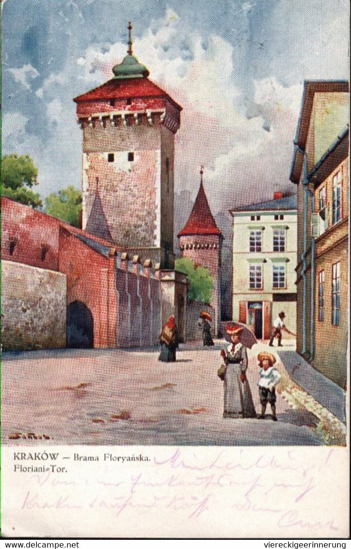 ! Alte Ansichtskarte 1917, Krakau, Krakow, Polen, Brama Floryanska, Feldpost - Polen