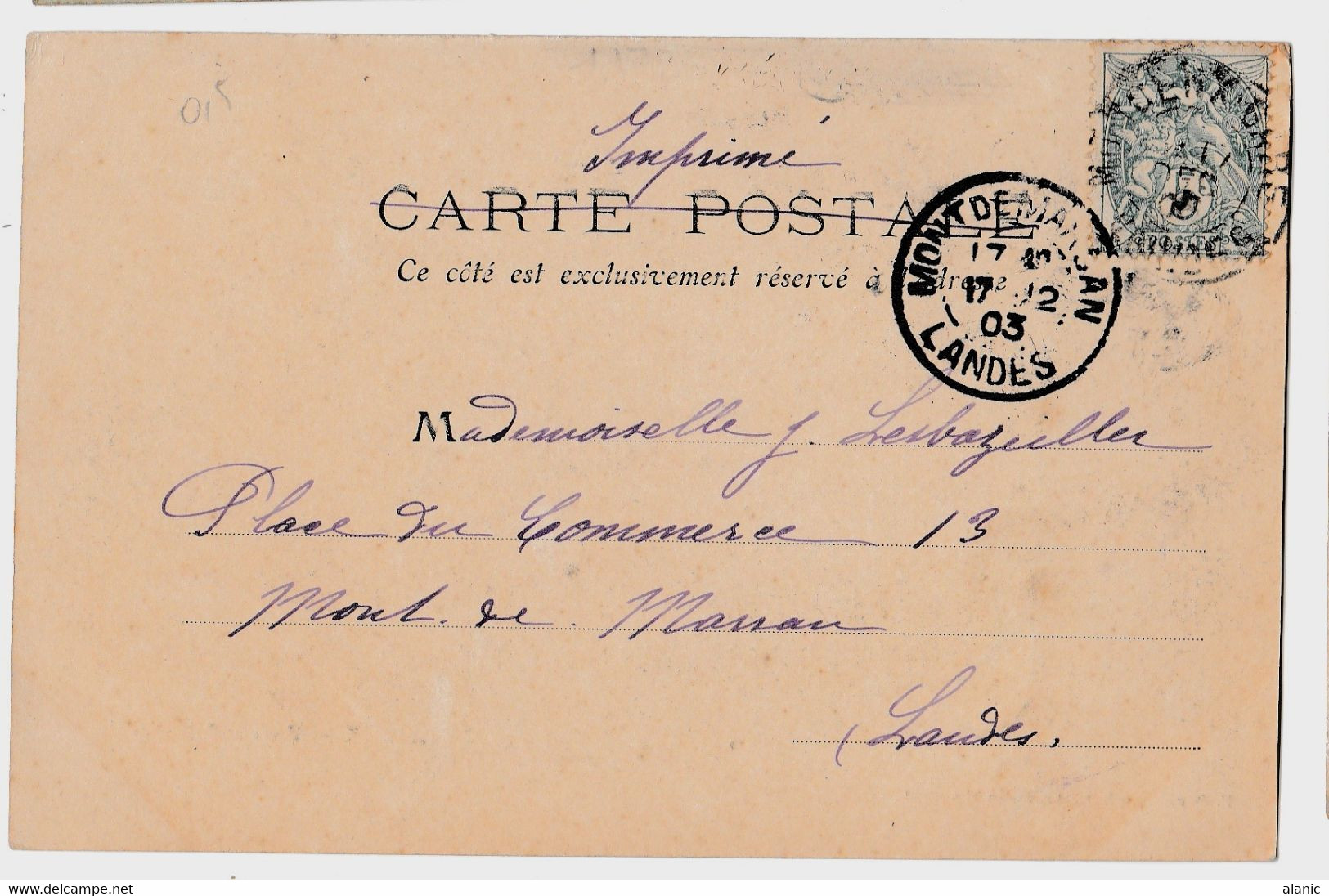 40 - MORCENX (Landes) - Avenue Solférino - Très Animée - Carte Précurseur CIRCULEE17-11-1903   TBE - Morcenx